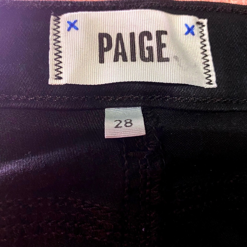 Paige Skyline Boot Black Bootcut Jeans Womens Size 28 Stretch Denim Pants - Picture 5 of 9